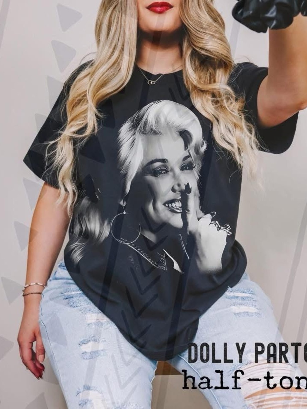 Black Graphic Comfort Colors Dolly Women’s Tshirt with Vintage Portrait
